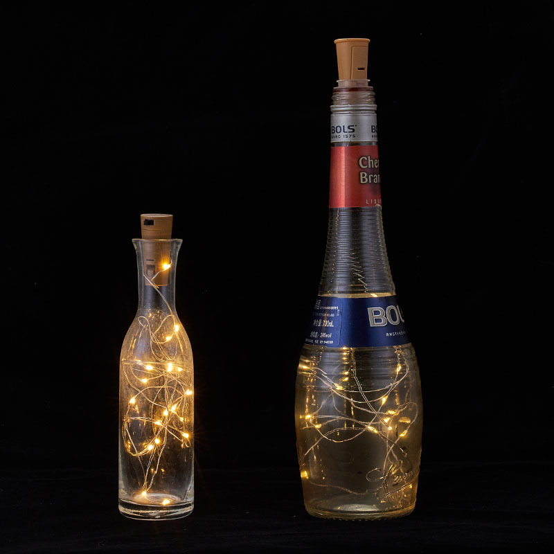 Solar Bottle Stopper Lighting Chain Copper Wire Lighting Chain Color Lighting Chain Christmas Lights Wine Bottle Ambience Light 10 Lights 20 Lights Wine Stopper