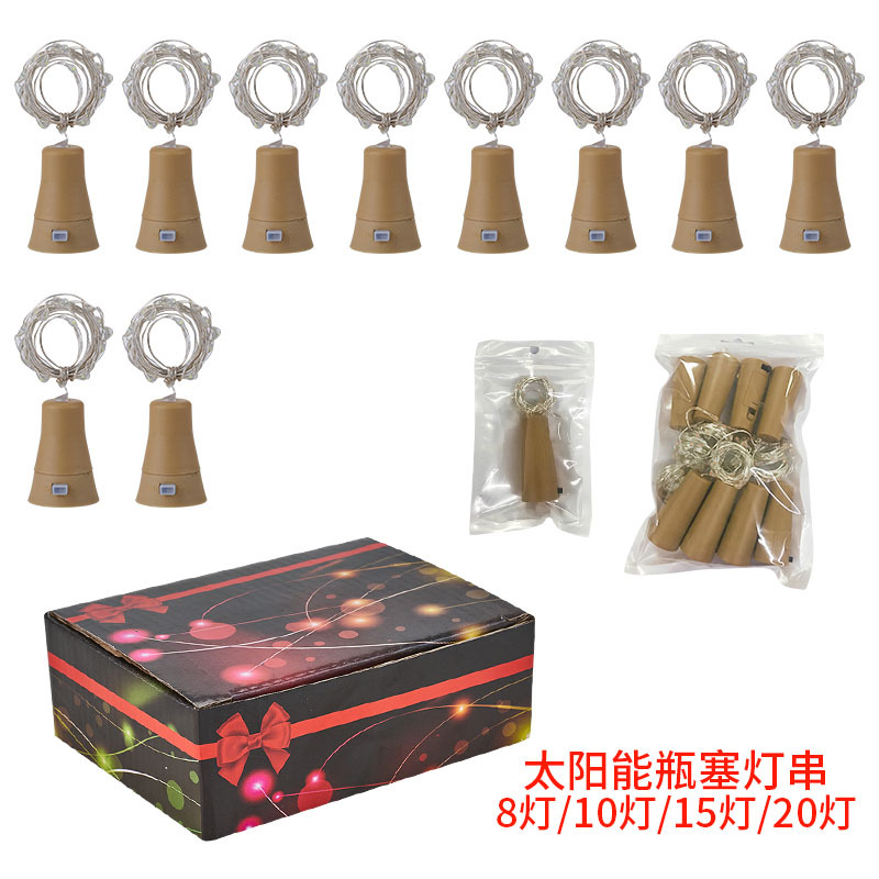 Solar Bottle Stopper Lighting Chain Copper Wire Lighting Chain Color Lighting Chain Christmas Lights Wine Bottle Ambience Light 10 Lights 20 Lights Wine Stopper