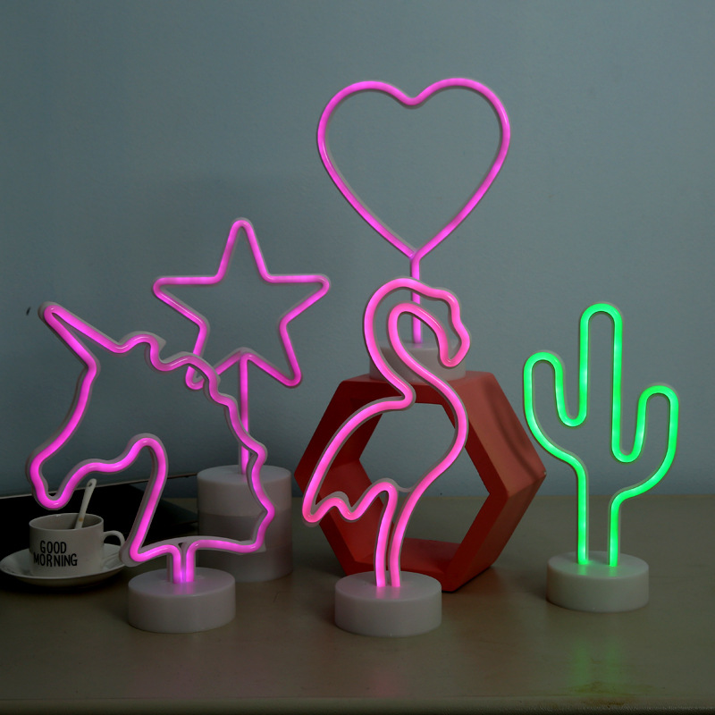 With the base animal ins neon tube LED lights flamingo neon lights decoration lights Christmas lights With the base animal ins neon tube LED lights flamingo neon lights decoration lights Christmas lights