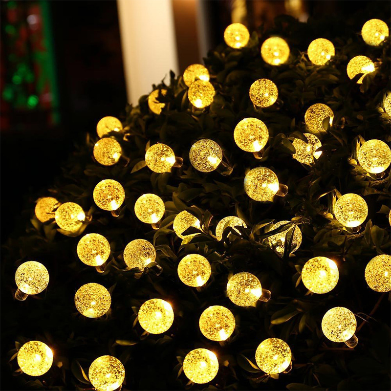 LED Solar Bubble Ball Lighting Chain Outdoor Transparent round Beads Christmas Colored Lights Courtyard christmas lights