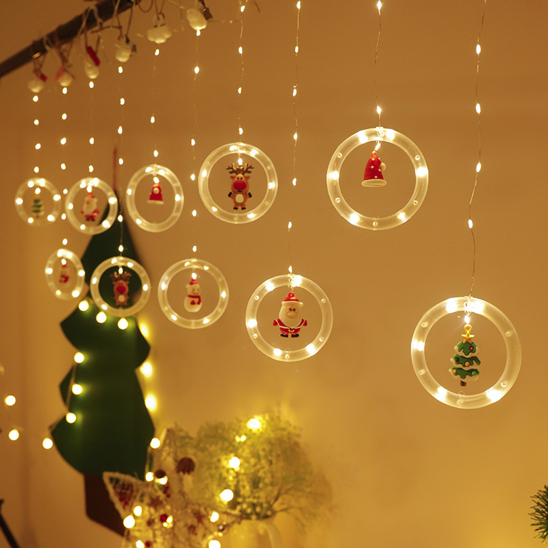 String Light Santa Claus Cartoon Shape Curtain Light LED Colored Lamp Room Show Window Decoration christmas lights
