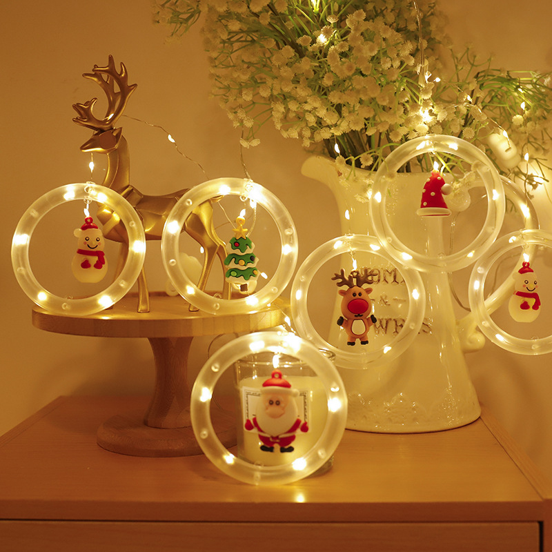 String Light Santa Claus Cartoon Shape Curtain Light LED Colored Lamp Room Show Window Decoration christmas lights