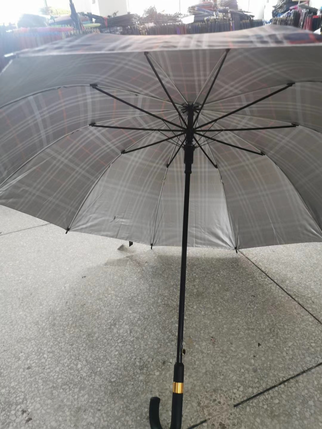 70cm 10-Bone Automatic Silver Glue Checkered Umbrella Anti-Drip Cover Sunny Umbrella Foreign Trade Supermarket Exclusive Umbrella Wholesale at a Low Price