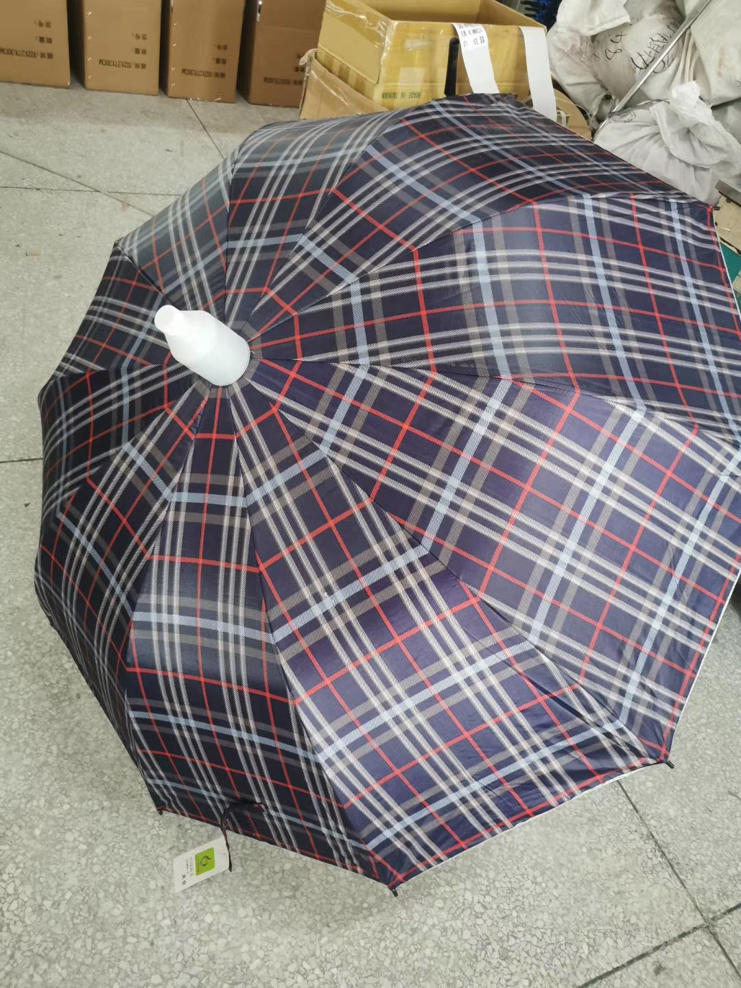 70cm 10-Bone Automatic Silver Glue Checkered Umbrella Anti-Drip Cover Sunny Umbrella Foreign Trade Supermarket Exclusive Umbrella Wholesale at a Low Price