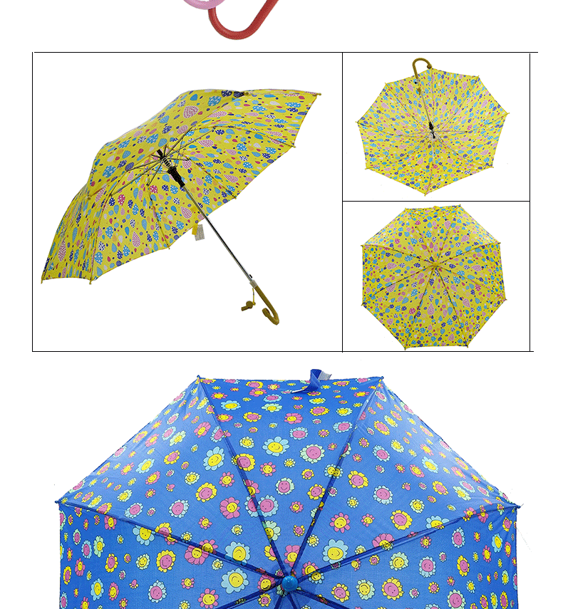 Manufacturers Wholesale Children Sunshade Straight Handle Umbrella Cartoon Full Printing umbrella for boys and girls Customized Semi-automatic PVC umbrella for children