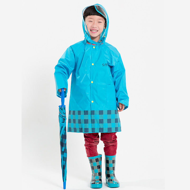 Korean Cute Fashion Cartoon Boys and Girls Baby Raincoat Poncho with Schoolbag Position Umbrella Rain Boots Three-Piece Suit
