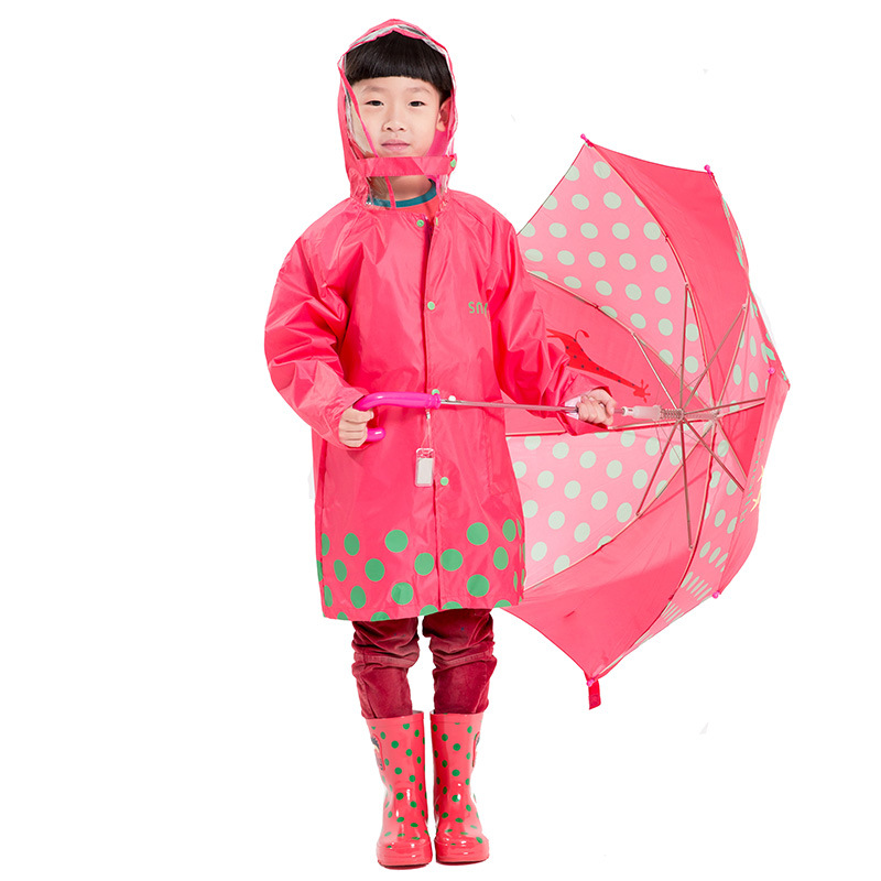 Korean Cute Fashion Cartoon Boys and Girls Baby Raincoat Poncho with Schoolbag Position Umbrella Rain Boots Three-Piece Suit