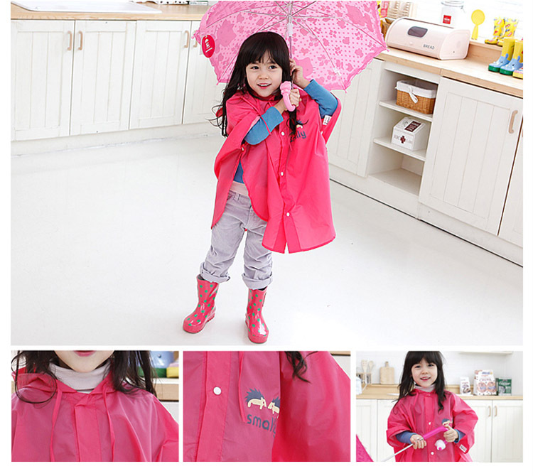 Korean Cute Fashion Cartoon Boys and Girls Baby Raincoat Poncho with Schoolbag Position Umbrella Rain Boots Three-Piece Suit
