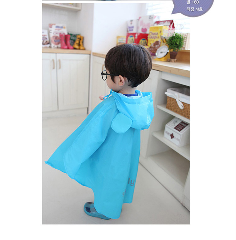Korean Cute Fashion Cartoon Boys and Girls Baby Raincoat Poncho with Schoolbag Position Umbrella Rain Boots Three-Piece Suit