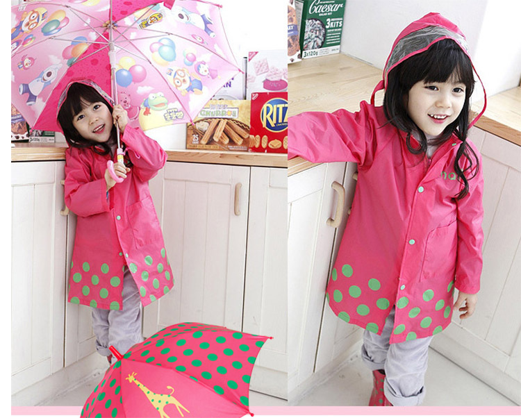 Korean Cute Fashion Cartoon Boys and Girls Baby Raincoat Poncho with Schoolbag Position Umbrella Rain Boots Three-Piece Suit