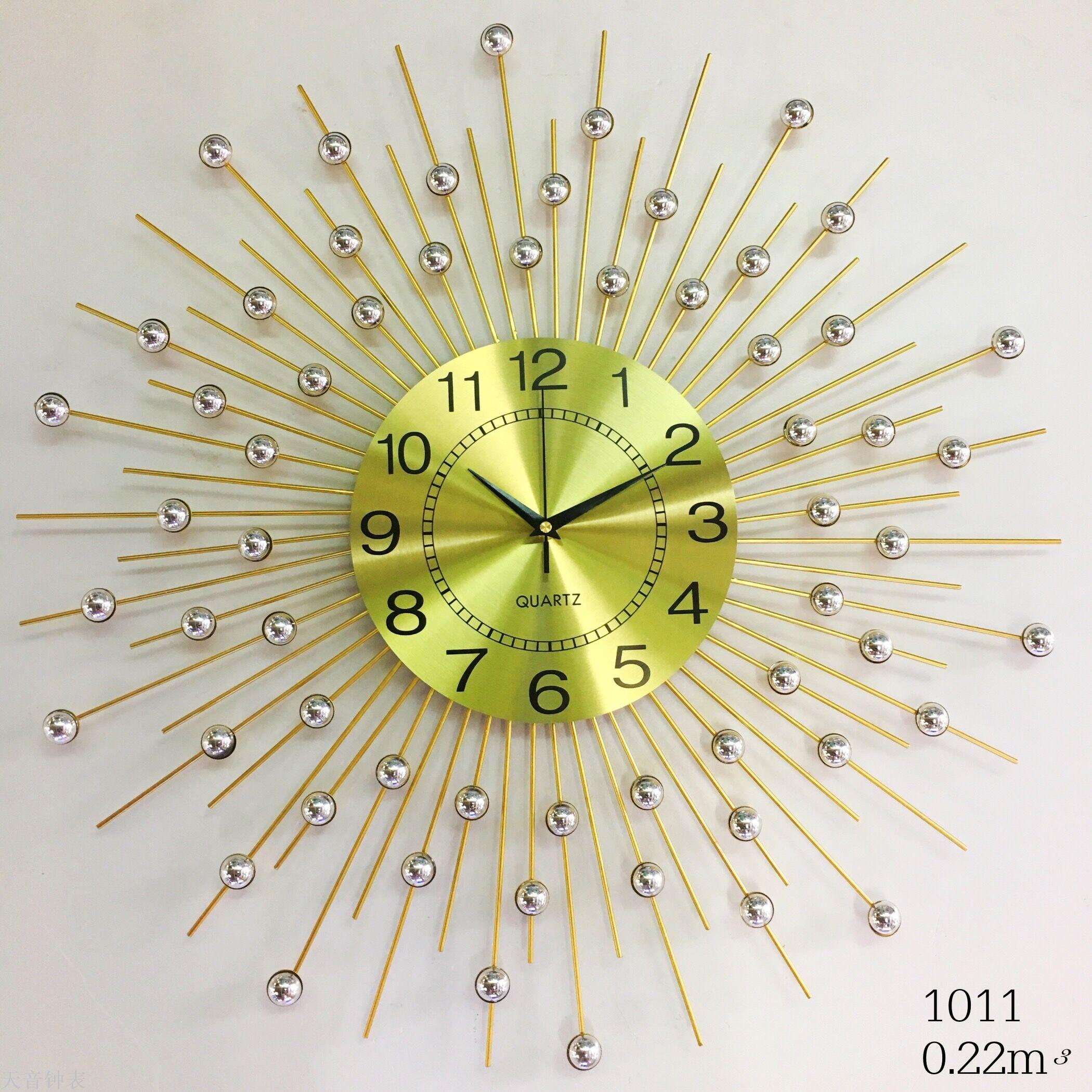 Factory Customized Aluminum Plate Golden Peacock Wall Clock European Style Creative Living Room Clock Bedroom Decoration Mute Wall Clocks