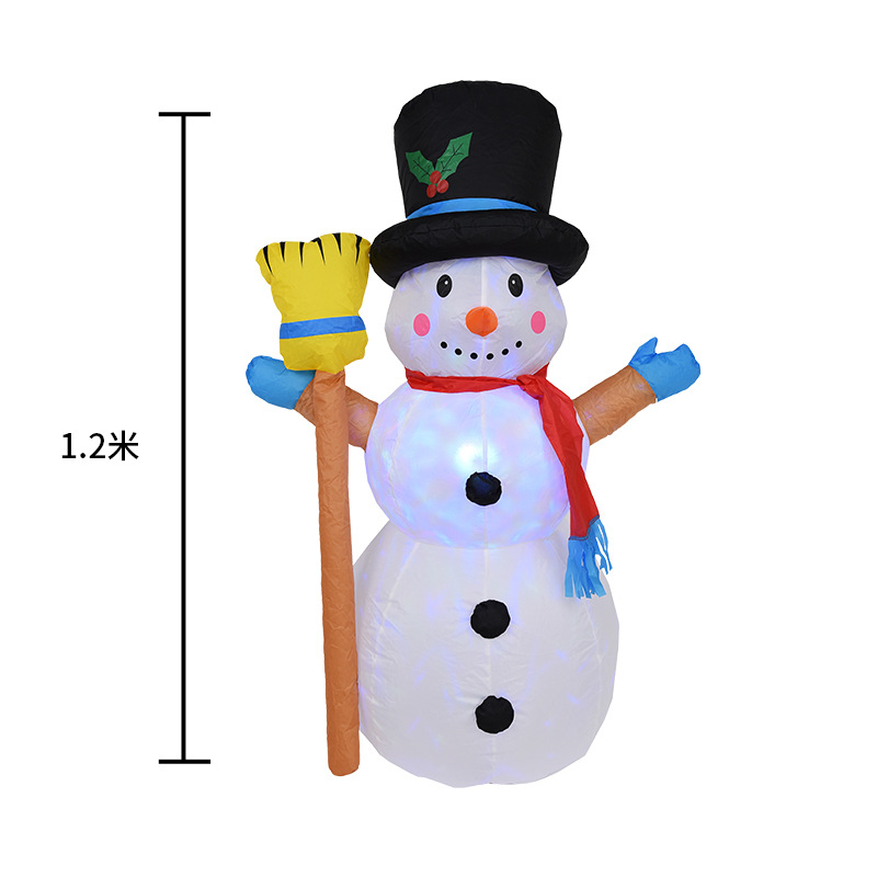 Exclusive for Cross-Border 1.2 M Christmas Lights Garden Decorations Rotating Colored Lights Christmas Inflatable Snowman Inflatable Model