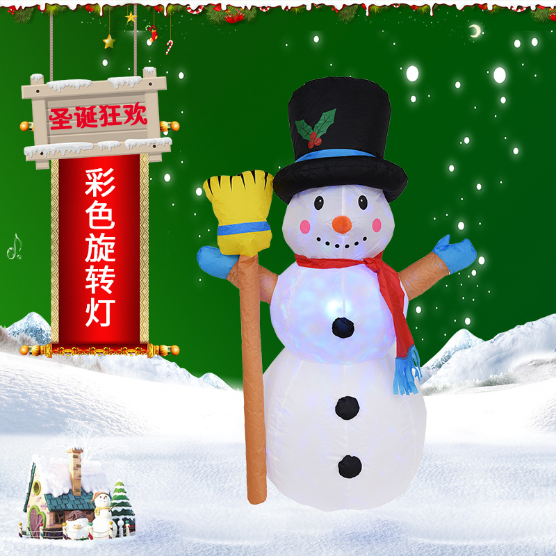 Exclusive for Cross-Border 1.2 M Christmas Lights Garden Decorations Rotating Colored Lights Christmas Inflatable Snowman Inflatable Model