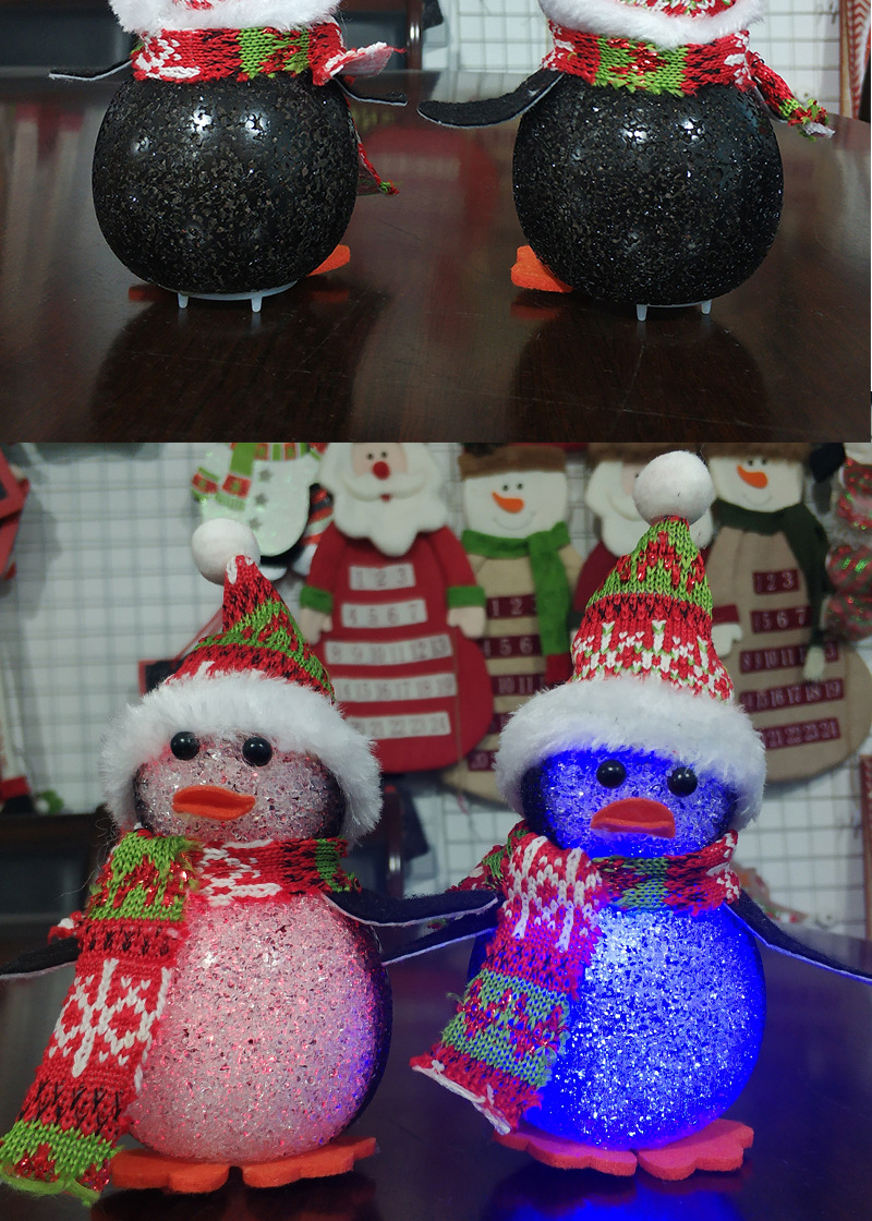 Wholesale Christmas Penguin Small Night Lamp LED Luminous Christmas Snowman Luminous Toy Particles Colorful Christmas Lights