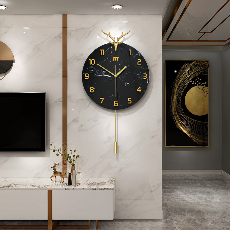 Creative Deer Head Wall Clock Nordic Clock Living Room Home Decoration Art Pocket Watch Fashion Simple Clock Swing Wall Clocks