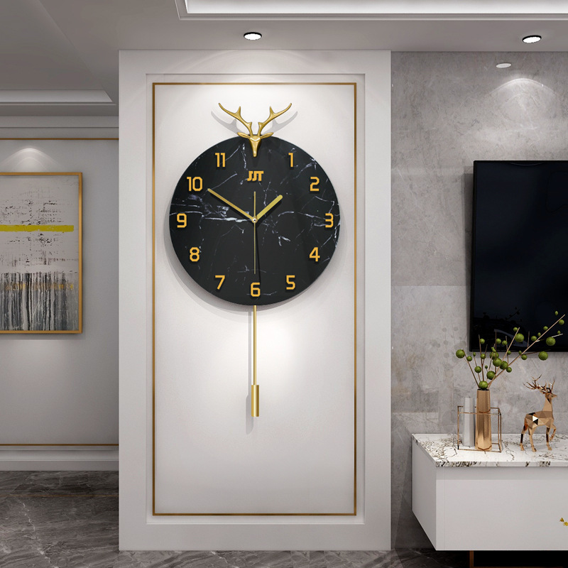 Creative Deer Head Wall Clock Nordic Clock Living Room Home Decoration Art Pocket Watch Fashion Simple Clock Swing Wall Clocks