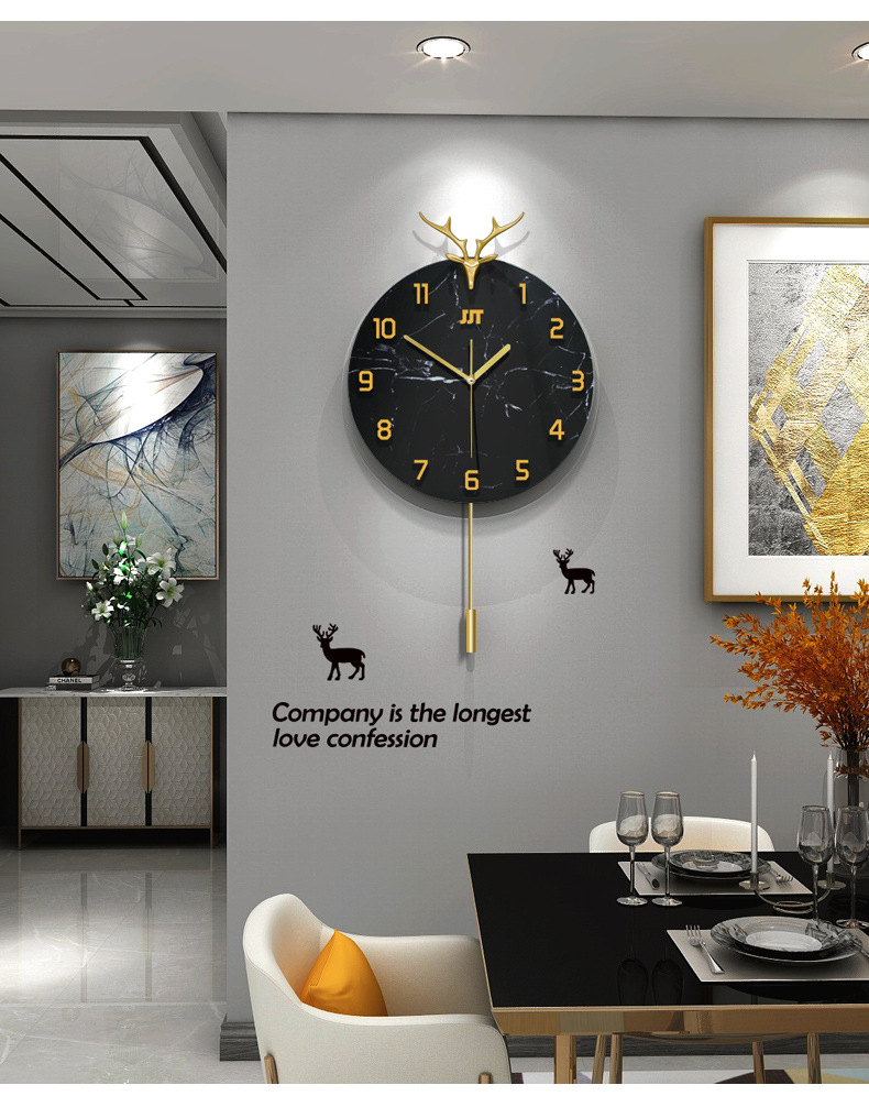 Creative Deer Head Wall Clock Nordic Clock Living Room Home Decoration Art Pocket Watch Fashion Simple Clock Swing Wall Clocks