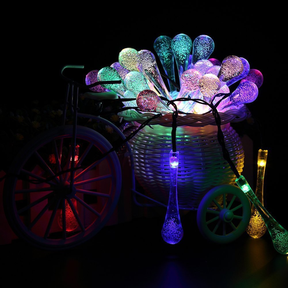 20 large water droplets colorful solar energy Christmas lights string family holiday decorations string