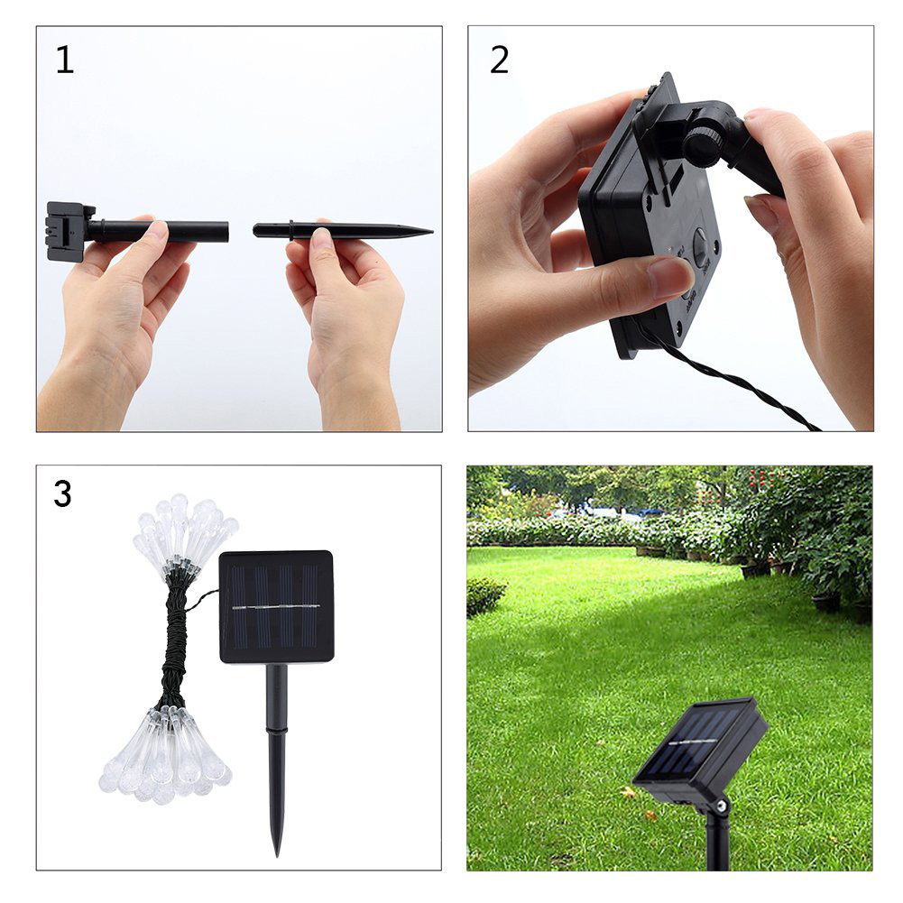 20 large water droplets colorful solar energy Christmas lights string family holiday decorations string