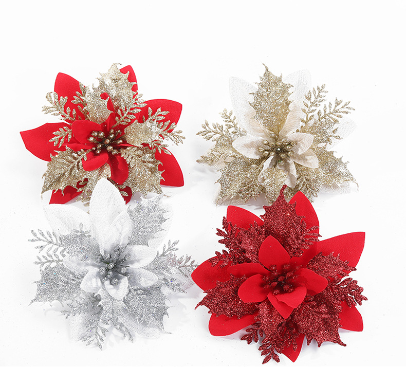 Christmas Festival Gold Powder Christmas Flower Artificial Flower Christmas Garland Accessories Christmas Tree Decoration Christmas Accessories Wholesale