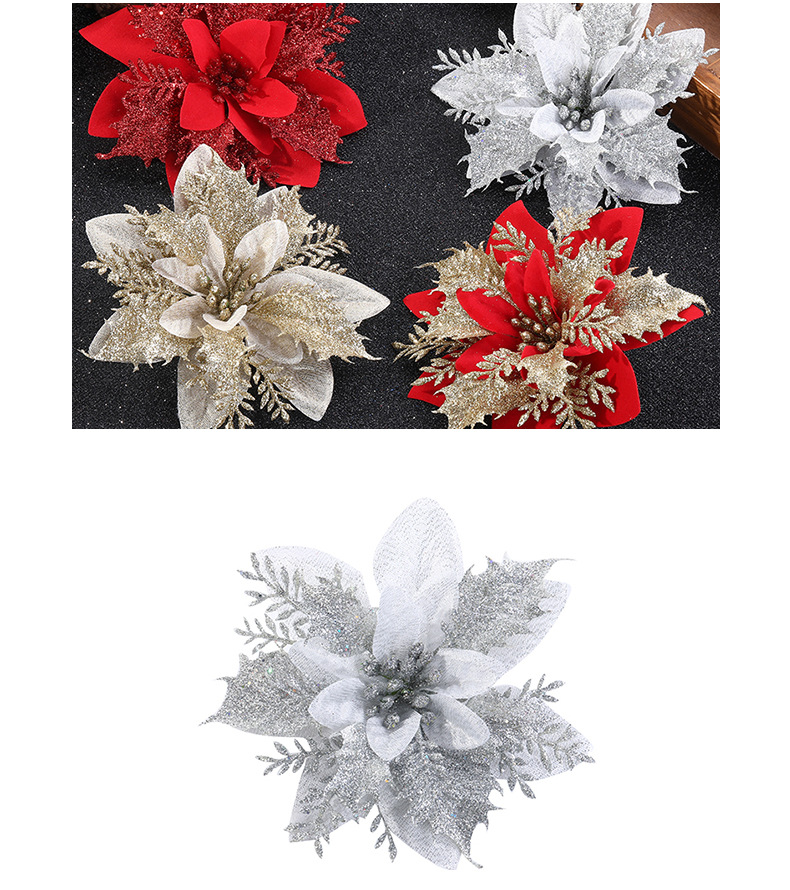 Christmas Festival Gold Powder Christmas Flower Artificial Flower Christmas Garland Accessories Christmas Tree Decoration Christmas Accessories Wholesale