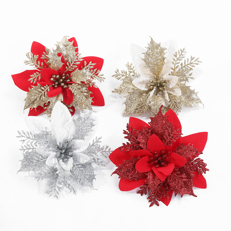 Christmas Festival Gold Powder Christmas Flower Artificial Flower Christmas Garland Accessories Christmas Tree Decoration Christmas Accessories Wholesale