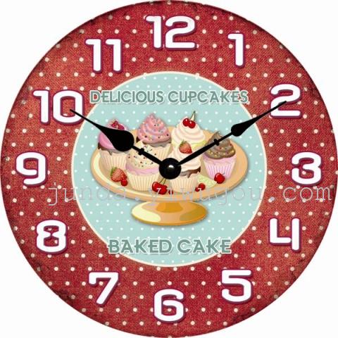 2017 decorative clock wood board clocks in the Mediterranean creative wood clock MDF round European style retro foreign