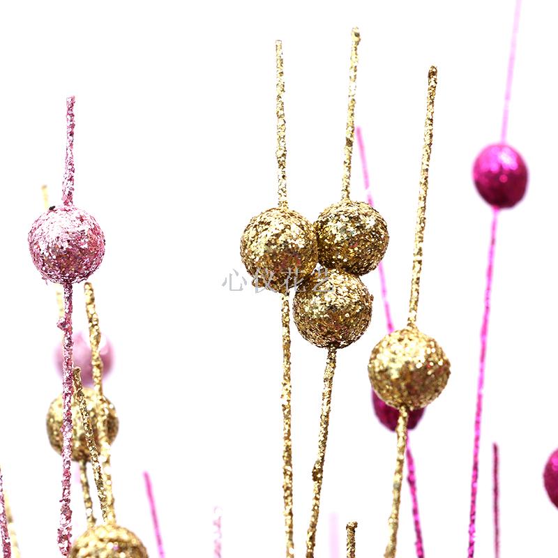 Silk screen flower simulation flower wholesale Gold Christmas flower Arrangement 3 gold powder wheat ear Christmas decoration fruit