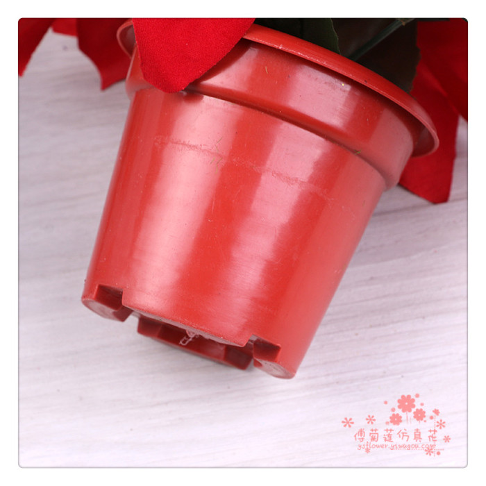Imitation flower silk flower fake flower Christmas flower a red potted plant.