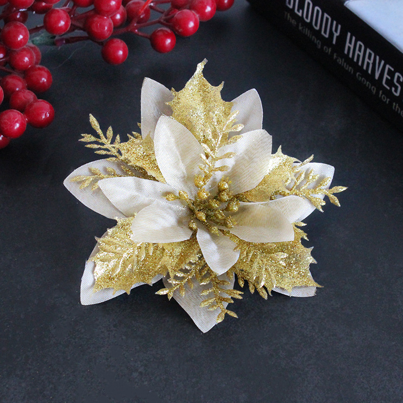 Hong Kong Love Christmas Decoration Flower Gold and Silver Red Three-Layer Plastic Flowers Three-Dimensional Christmas Flower Christmas Tree Decorations Hong Kong Love Christmas Decoration Flower Gold and Silver Red Three-Layer Plastic Flowers Three-Dimensional Christmas Flower Christmas Tree Decorations