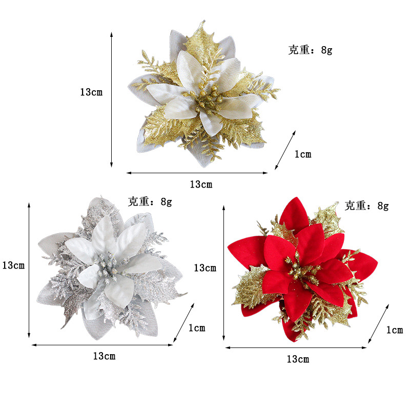 Hong Kong Love Christmas Decoration Flower Gold and Silver Red Three-Layer Plastic Flowers Three-Dimensional Christmas Flower Christmas Tree Decorations Hong Kong Love Christmas Decoration Flower Gold and Silver Red Three-Layer Plastic Flowers Three-Dimensional Christmas Flower Christmas Tree Decorations