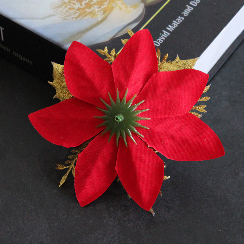 Hong Kong Love Christmas Decoration Flower Gold and Silver Red Three-Layer Plastic Flowers Three-Dimensional Christmas Flower Christmas Tree Decorations