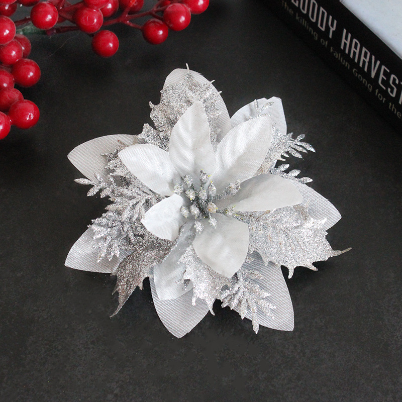 Hong Kong Love Christmas Decoration Flower Gold and Silver Red Three-Layer Plastic Flowers Three-Dimensional Christmas Flower Christmas Tree Decorations Hong Kong Love Christmas Decoration Flower Gold and Silver Red Three-Layer Plastic Flowers Three-Dimensional Christmas Flower Christmas Tree Decorations