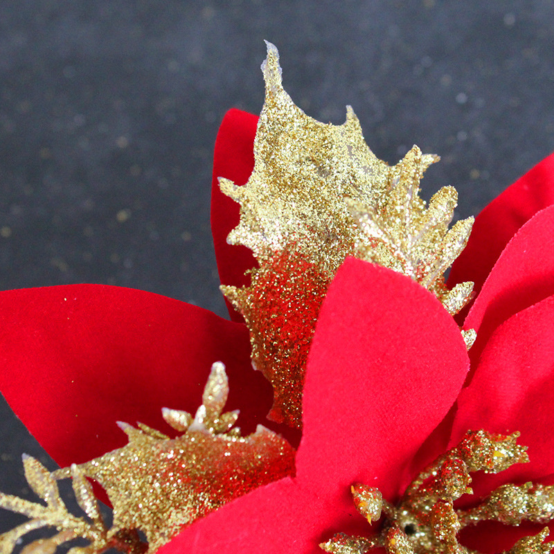 Hong Kong Love Christmas Decoration Flower Gold and Silver Red Three-Layer Plastic Flowers Three-Dimensional Christmas Flower Christmas Tree Decorations
