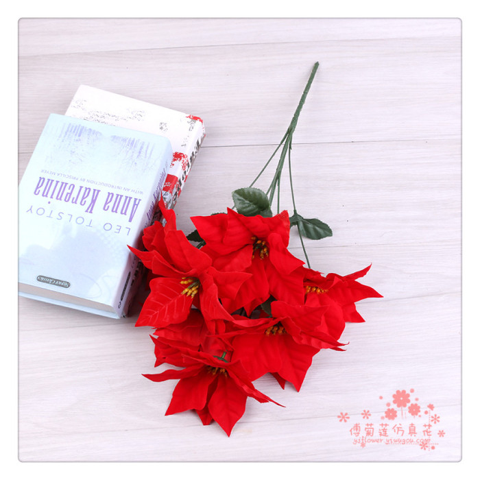 Christmas flower fake flower silk flower simulation of poinsettias red Christmas red festival display. Christmas flower fake flower silk flower simulation of poinsettias red Christmas red festival display.