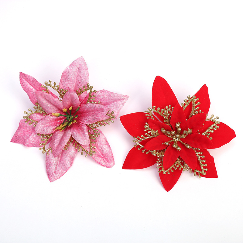 Christmas Ornamental Flower Artificial Flower 13cm Gold and Silver Red Three-Layer Three-dimensional Christmas Flower Plastic Flower Christmas Tree Decorations Christmas Ornamental Flower Artificial Flower 13cm Gold and Silver Red Three-Layer Three-dimensional Christmas Flower Plastic Flower Christmas Tree Decorations