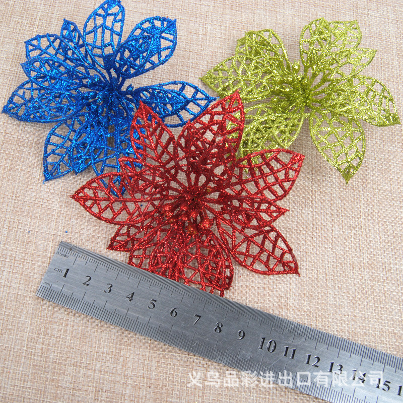 10cm Artificial Christmas Artificial Flower 5 Colors Optional Hollow Christmas Flower Christmas Gift Decoration []]