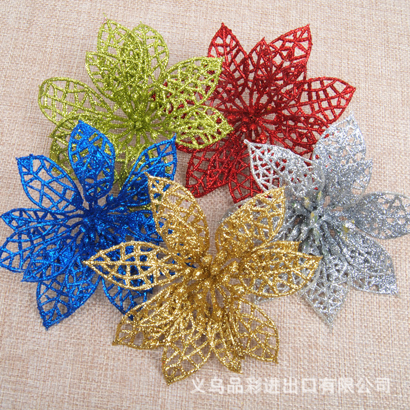 10cm Artificial Christmas Artificial Flower 5 Colors Optional Hollow Christmas Flower Christmas Gift Decoration []]
