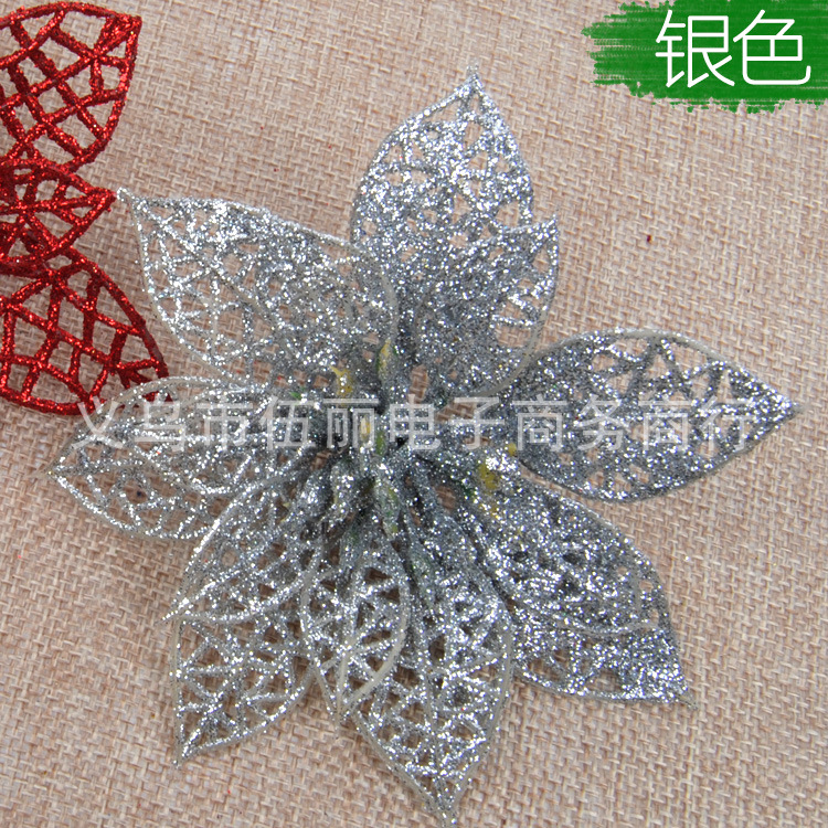 10cm Artificial Christmas Artificial Flower 5 Colors Optional Hollow Christmas Flower Christmas Gift Decoration []]