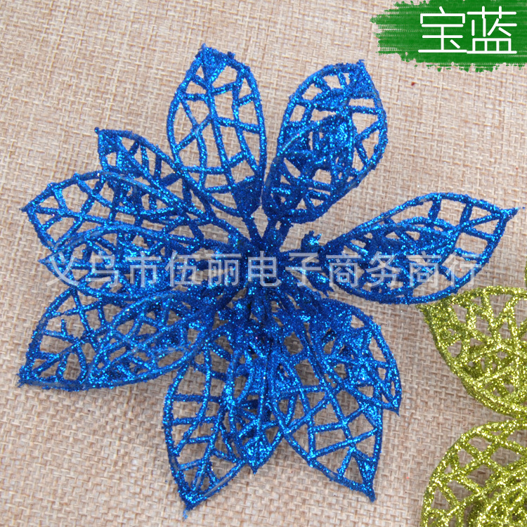 10cm Artificial Christmas Artificial Flower 5 Colors Optional Hollow Christmas Flower Christmas Gift Decoration []]