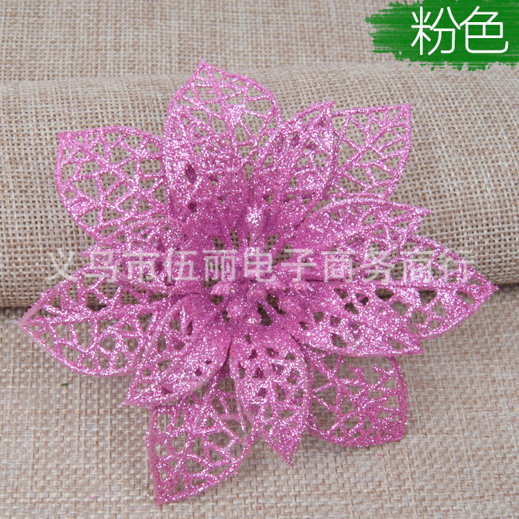 10cm Artificial Christmas Artificial Flower 5 Colors Optional Hollow Christmas Flower Christmas Gift Decoration []]