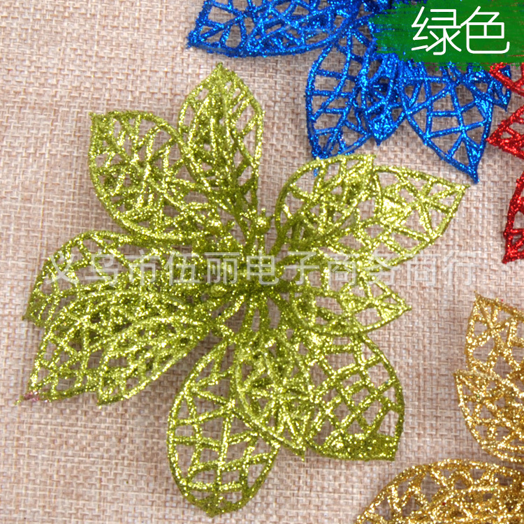 10cm Artificial Christmas Artificial Flower 5 Colors Optional Hollow Christmas Flower Christmas Gift Decoration []]