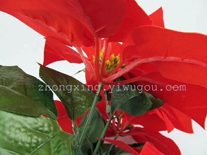 The 5 head Poinsettia flower simulation Christmas goods Red Christmas flower decoration engineering Hotel The 5 head Poinsettia flower simulation Christmas goods Red Christmas flower decoration engineering Hotel