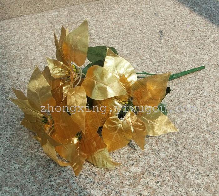 The 5 head Poinsettia flower simulation Christmas goods Red Christmas flower decoration engineering Hotel The 5 head Poinsettia flower simulation Christmas goods Red Christmas flower decoration engineering Hotel