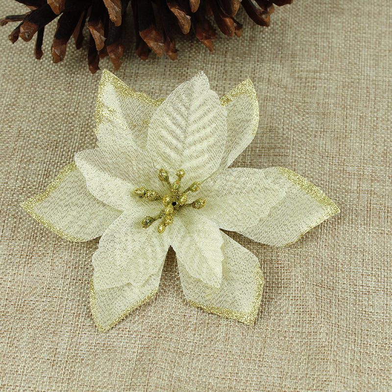 2020 Christmas Gold Powder Side Artificial Flower Christmas Flower Garland Accessories Artificial Flower Christmas Tree Decoration Wholesale