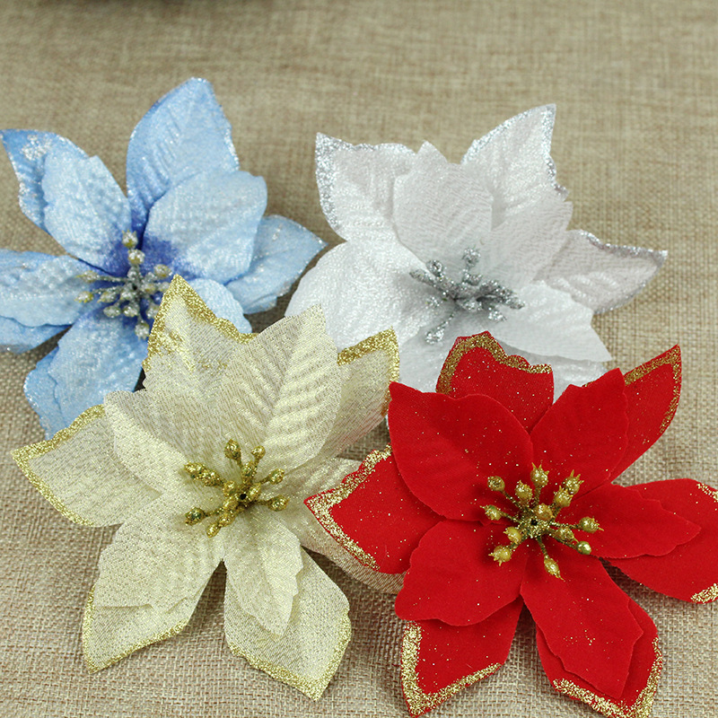 2020 Christmas Gold Powder Side Artificial Flower Christmas Flower Garland Accessories Artificial Flower Christmas Tree Decoration Wholesale