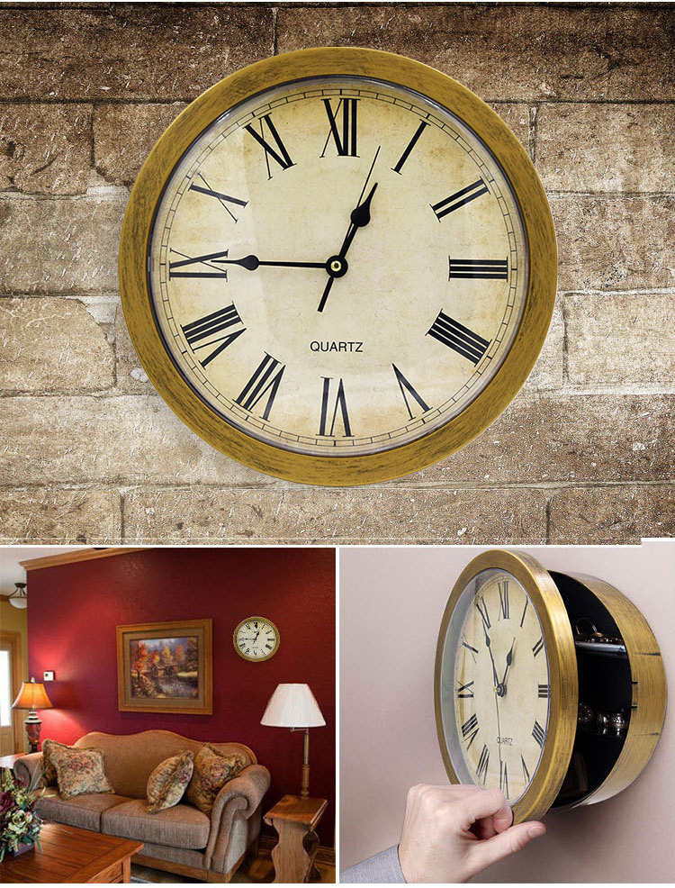 Amazon Foreign Trade Wall Clock Creative Vintage Ornament Wall Clocks Storage Insurance Jewelry Box Home Living Room Personality Clock