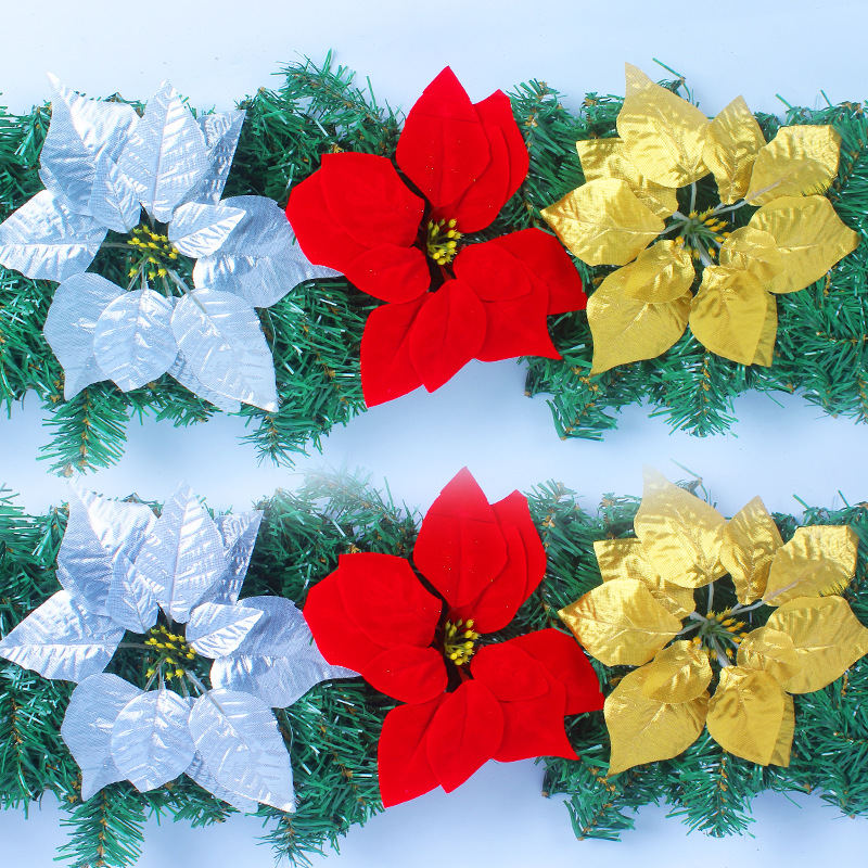 Christmas Flower Christmas Tree Decorative Flower Christmas Red Christmas Rattan Red Layout Flower Holiday Decoration