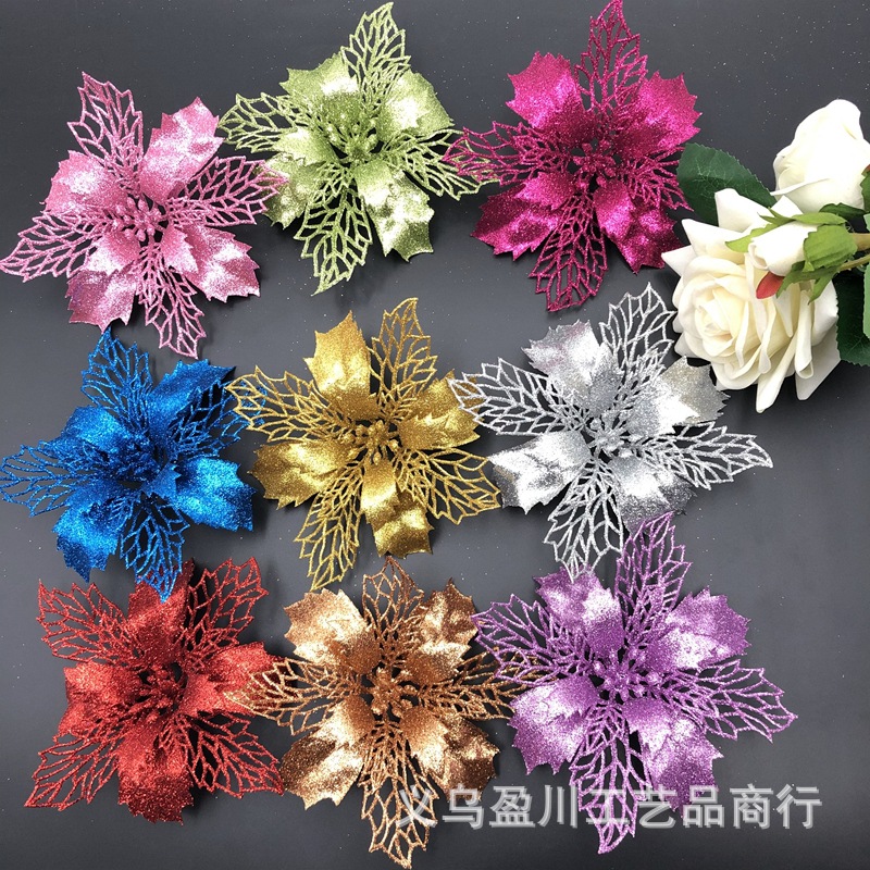 Christmas Flower Sprinkling Gold Powder Hollow Flower Head Christmas Tree Wreath Gift Box Wedding Decorating Accessories Christmas Flower Sprinkling Gold Powder Hollow Flower Head Christmas Tree Wreath Gift Box Wedding Decorating Accessories