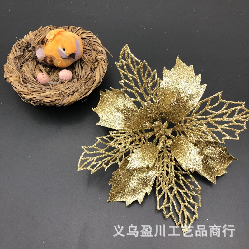 Christmas Flower Sprinkling Gold Powder Hollow Flower Head Christmas Tree Wreath Gift Box Wedding Decorating Accessories Christmas Flower Sprinkling Gold Powder Hollow Flower Head Christmas Tree Wreath Gift Box Wedding Decorating Accessories